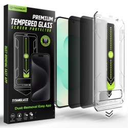 Folie de protectie Ecran Privacy Techsuit TitanGlass CrystalHD pentru Samsung Galaxy S26 Plus, Sticla Securizata, Full Glue, Set 2 bucati