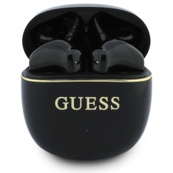 Handsfree Bluetooth Guess Glossy Gold Line Classic, TWS, Negru