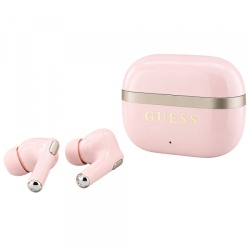 Handsfree Bluetooth Guess Glossy Gold Line Printed Classic Logo, TWS, Roz