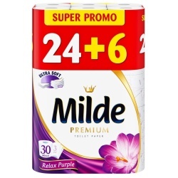 Hartie igienica Milde Relax Purple, 3 straturi, 24+6 role
