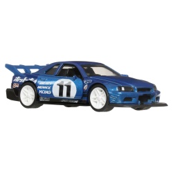HOT WHEELS MASINUTA METALICA CU SISTEM PULL BACK NISSAN SKYLINE GT R R34 1999 NIGHT BURNERZ SCARA 1 LA 43 - Img 2