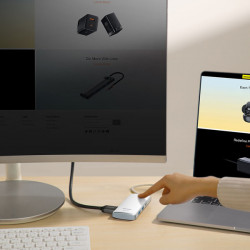 HUB multifunctional din seria Baseus Lite USB tip C - 2 x USB 3.0 / USB tip C PD / HDMI 1,4 / SD / TF alb (WKQX050102) - Img 2