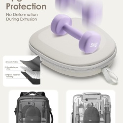 Husă de protecție rigidă pentru căști over-ear, carcasă transport rezistentă la șocuri și stropi, compatibilă JBL, Sony, Soundcore, Bose, Beribes, buzunar plasă cabluri, Crem - Img 7