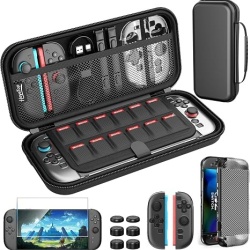 Husă de protecție și transport TYPEC compatibilă cu Nintendo Switch 2, carcasă rigidă de călătorie, spațiu stocare jocuri și accesorii, Negru
