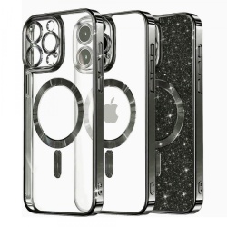 Husa MagSafe pentru Apple iPhone 13 Pro Max, Techsuit, Luxury Glitter, Neagra