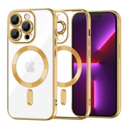 Husa MagSafe pentru Apple iPhone 13 Pro, Techsuit, Luxury Crystal, Aurie