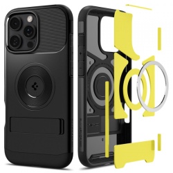 Husa MagSafe pentru Apple iPhone 16 Pro, Spigen, Slim Armor, Neagra