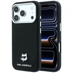 Husa MagSafe pentru Apple iPhone 18 Pro / 17 Pro, Karl Lagerfeld, Grained Choupette Head, Neagra