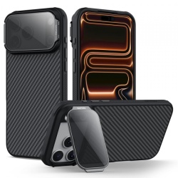 Husa MagSafe pentru Apple iPhone 18 Pro / 17 Pro, Nillkin, CarboProp with Transparent Black Lens Cover, Neagra