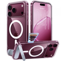 Husa MagSafe pentru Apple iPhone 18 Pro / 17 Pro, Torras, Ostand L1 Guardian, Transparenta