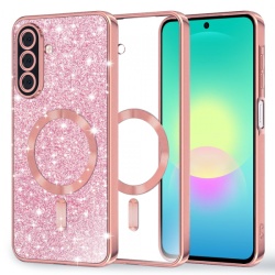 Husa MagSafe pentru Samsung Galaxy A27 5G, Techsuit, Luxury Glitter, Roz Aurie