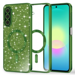 Husa MagSafe pentru Samsung Galaxy A27 5G, Techsuit, Luxury Glitter, Verde Inchis