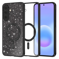 Husa MagSafe pentru Samsung Galaxy A57 5G, Techsuit, Luxury Glitter, Neagra