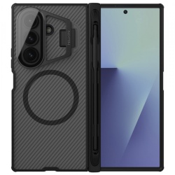 Husa MagSafe pentru Samsung Galaxy Z Fold7 F966, Nillkin, CamShield Prop with Transparent Lens Cover and S-Pen Holder, Neagra Transparenta