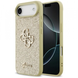 Husa pentru Apple iPhone 17 Air, Guess, Fixed Glitter Big 4G, Aurie