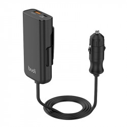 Incarcator auto Budi 105W, USB + USB-C, PD + QC 3.0 (negru)