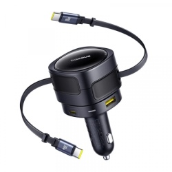 Incarcator Auto Cu Cablu USB-C / USB-C Baseus Enjoyment Max, 90W, 3A, Negru C00035507121-03