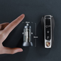 Incarcator auto Joyroom mini dual port USB Type C / USB 38 W 3 A Power Delivery Quick Charge 3.0 AFC SCP silver (C-A42) - Img 2