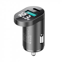 Incarcator rapid pentru masina Joyroom C-A17 USB / USB tip C 42,5W incarcare rapida, livrare energie, AFC, SCP argintiu
