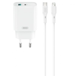 Incarcator Retea Cu Cablu Lightning XO Design CE30, 30W, 3A, 1 x USB-A - 1 x USB-C, Alb