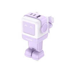 Incarcator retea Ugreen Uno 65W, GaN Fast Charging, 2x USB-C, 1x USB-A, Violet