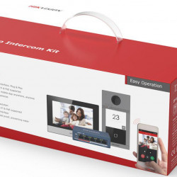 Kit videointerfon WiFi Hikvision DS-KIS604-S, 2 MP, 7 inch, Mifare, 2.4 GHz, 1 familie, aparent, PoE