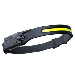 Lanternă frontală LED cu senzor de mișcare IPX4 USB-C 1200 mAh - neagră