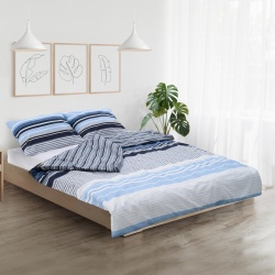 Lenjerie dubla,100% bumbac,4 piese, Azul - Img 4