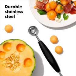Lingură Dublă pentru Bile de Fructe și Pepene OXO Good Grips Melon Baller, Oțel Inoxidabil, Mâner Ergonomic Antiderapant - Img 5