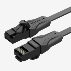 Patch Cord UTP Vention, Cat. 6, 30m, flat cable, conductor cupru - aluminiu, viteza max transfer 1 Gbps, invelis PVC, negru, "IBABT"