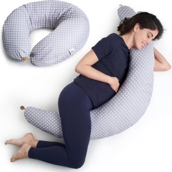 Pernă gravide și alăptare 2 în 1 Niimo® XXL, pernă ergonomică multifuncțională pentru dormit pe lateral și suport corp