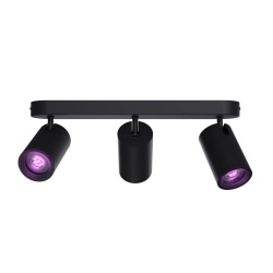 Plafoniera Calex Smart, Rotative in 3 directii, 3 Becuri GU10, 345 lumeni, clasa G, Aplicatie dedicata, Compatibil cu Amazon Alexa, Negru