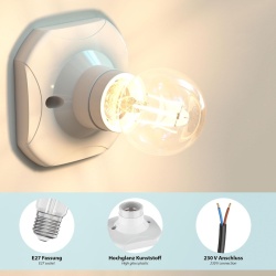 Plafonieră / Dulie pentru Tavan Elektra, Alb, Soclu E27 Max. 60W, Design Minimalist Compact - Img 2