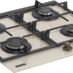 Plita incorporabila Fram FBH-S4IWF-GRBG, Gaz, 4 arzatoare, Aprindere electrica, Gratar fonta, Duze GPL incluse, 60 cm, Sticla bej - Img 3