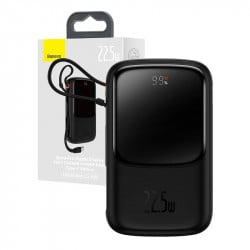 Powerbank Baseus Qpow PRO cu cablu, 10000 mAh, 22,5 W (negru)