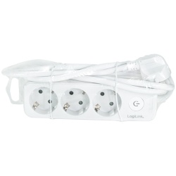 PRELUNGITOR LOGILINK, Schuko x 3, cablu 3G 1.5mm2, 230 V/16 A, 50 Hz, max. 3600 W, buton intrerupator iluminat, IP20, 1.5m, alb "LPS244" - Img 4
