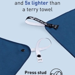 Prosop din Microfibră Fit-Flip, Compact, Ultra-Ușor și cu Uscare Rapidă, Dimensiune 50 x 30 cm, Albastru / Diverse (Ultra Lightweight & Quick Dry) - Img 5