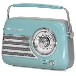 RADIO FM PORTABIL NOSTALGIA 30W CU FUNCTIE BLUETOOTH/AUX -ALBASTRU - Img 2