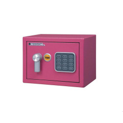 Seif electronic standard mini cu cifru Yale YSV/170/DB1 P, 170x230x170 mm, Otel, Roz