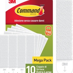 Set 10 Perechi Benzi Adezive pentru Tablouri Grele Command 3M XL (20 Benzi), Fixare Fără Găurire Până la 9 kg, Îndepărtare Fără Urme, Albe