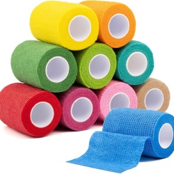 Set 10 Role Bandaj Coeziv Autoadeziv pentru Animale de Companie, 3 cm x 4.5 m, Fașă Elastică Veterinară, Respirabilă și Impermeabilă, Nu Se Prinde de Blană sau Piele, pentru Câini, Pisici și Cai