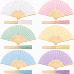 Set 12 evantaii pliabile din hârtie pastel, evantaie decorative pentru nuntă, petreceri și proiecte DIY, 6.5 inch