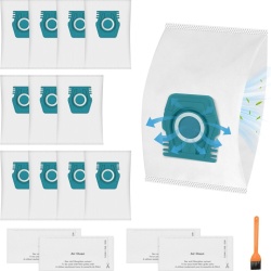 Set 12 Saci de Praf Tip TU 3D Compatibili Miele Guard L1 și S1 + 4 Filtre Evacuare AirClean, Capacitate 4.5L, Filtrare Avansată în 5 Straturi, Albastru/Verde