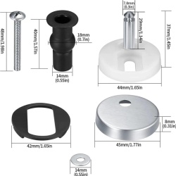 Set 2 Balamale și Șuruburi de Fixare Superioară pentru Capac WC, Sistem de Prindere prin Înfiletare Rapidă (Top Fix) cu Dopuri Expandabile din Cauciuc și Șuruburi din Oțel Inoxidabil, Compatibilitate Universală pentru Găuri de 14–16 mm - Img 3