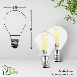 Set 2 Becuri LED Filament Briloner E14 tip Picătură (G30), Clasa Energetică A, 4W, 840 lm, Lumină Alb Cald 3000K, Durată de Viață 50.000 Ore - Img 5