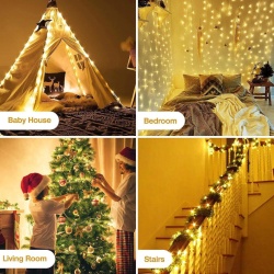 Set 2 Ghirlande Luminoase pe Fir de Cupru Argintat Suright (2 x 12m, 2 x 120 LED-uri, Lumină Alb Cald), Alimentare pe Baterii, Fir Rezistent la Apă, pentru Interior și Exterior - Img 8