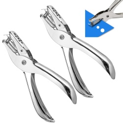Set 2 Perforatoare Manuale Monoperforație pentru Hârtie și Ecusoane, Dimensiuni Găuri 6 mm (1/4 Inch) și 3 mm (1/8 Inch), Corp Metalic Rezistent cu Rezervor de Colectare Reziduuri, pentru Birou, Carnete de Test și Proiecte Creative