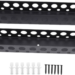 Set 2 Suporturi Metalice de Perete pentru Scule și Unelte Klanata, 23 Orificii de Organizare, Construcție din Oțel Rezistent, Accesorii de Montaj Incluse, 33 x 6 x 5 cm