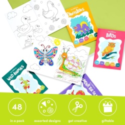 Set 24 Mini Cărți de Colorat pentru Copii THE TWIDDLERS, Format A6, Modele cu Animale, Ideale pentru Cadouri și Pungi de Petrecere (Party Favours) - Img 2