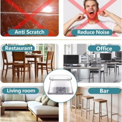 Set 24 Protecții din Silicon Transparent Typec Home pentru Picioare de Scaun Dreptunghiulare, Lățime 19-25 mm x Lungime 28-38 mm, Glisoare cu Bază Termofuzionată din Pâslă Anti-Zgârieturi și Reducere Zgomot, pentru Parchet și Gresie - Img 3